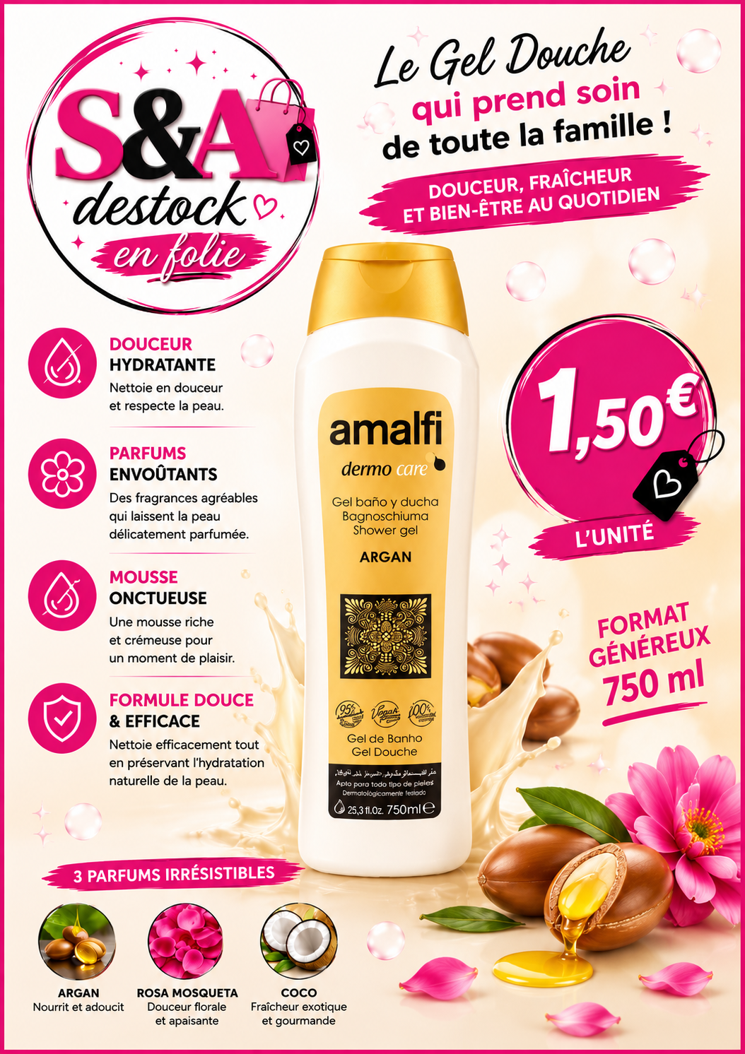 Gel douche argan 2en1 750ml